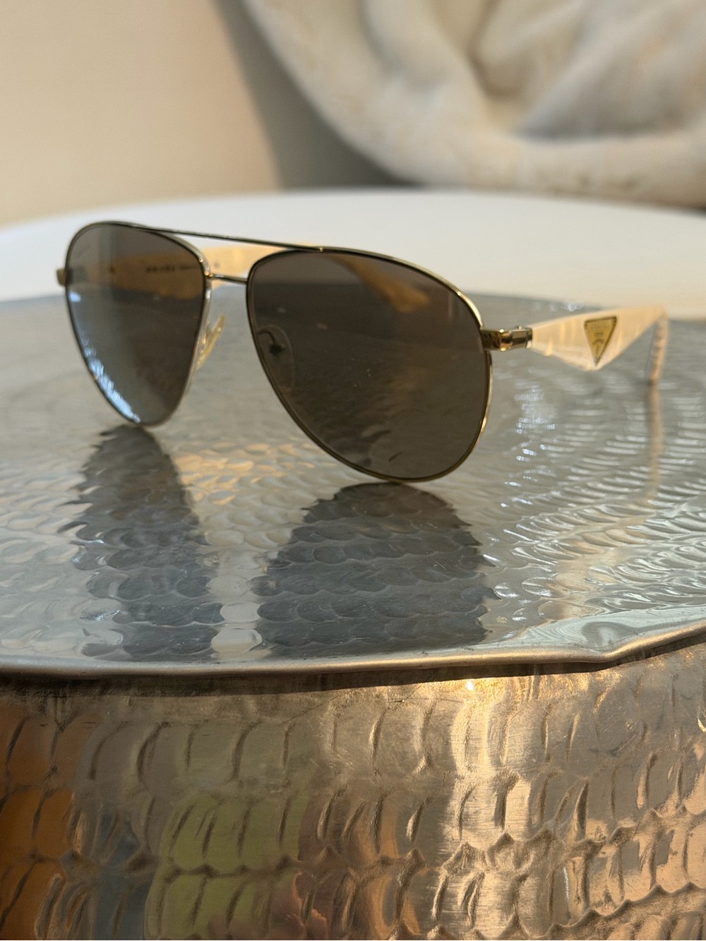 Prada Gold Frame Sunglasses with Brown Lenses